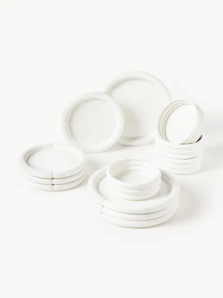 Vajilla de porcelana Maira, 4 personas (12 pzas.), Cerámica, Blanco, Set de diferentes tamaños