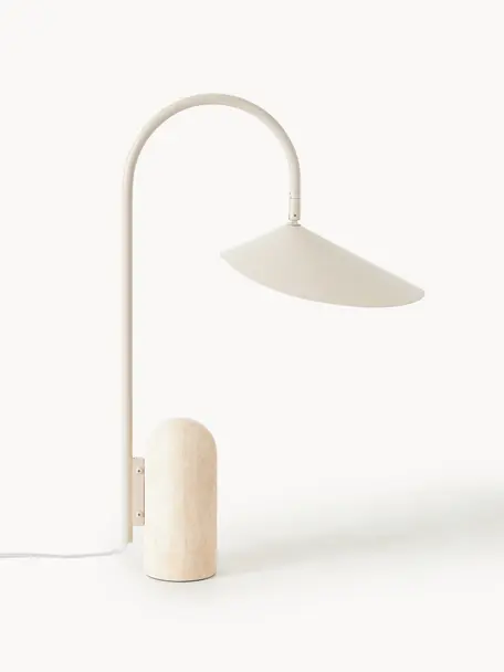 Grande lampe à poser Arum, orientable, Blanc cassé, beige clair marbré, larg. 34 x haut. 50 cm