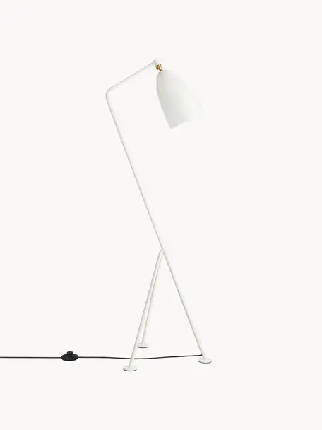 Lampada da terra piccola Gräshoppa, Lampada: acciaio verniciato a polv, Bianco lucido, Alt. 125 cm