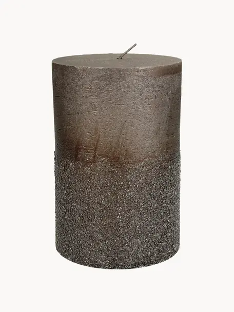 Stumpenkerze Glitters, Wachs, Braun, Ø 10 x H 15 cm