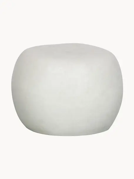 Tavolino da giardin dalla forma organica Pebble, Argilla fibrosa, Bianco effetto cemento, Ø 50 x Alt. 35 cm