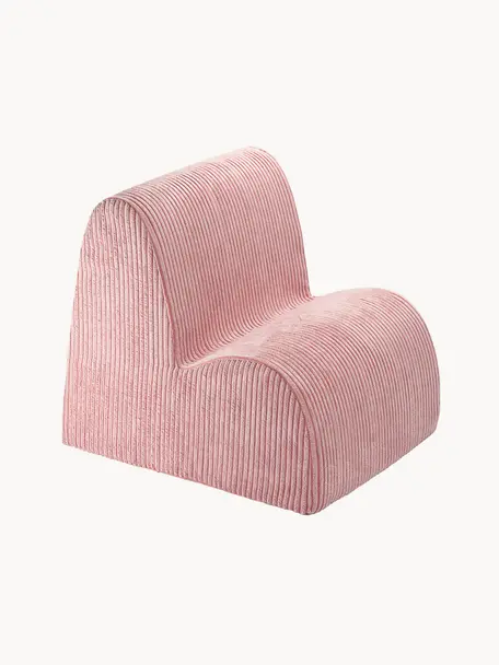 Fauteuil pour enfant en velours côtelé Cloud, Velours côtelé vieux rose, larg. 50 x haut. 50 cm