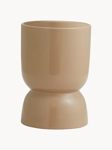 Portavaso Ajon, Ceramica smaltata, Beige, Ø 14 x Alt. 20 cm