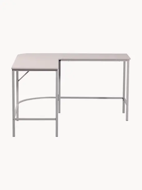 Rohový psací stůl ze dřeva a kovu Mike, Světle béžová, Š 135 cm, H 135 cm