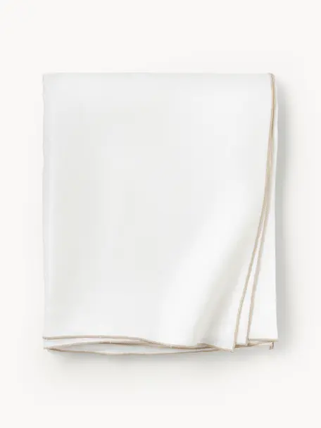 Leinen-Tischdecke Kennedy mit Umkettelung, 100 % gewaschenes Leinen, European Flax zertifiziert, Weiß, Beige, B 140 x L 250 cm