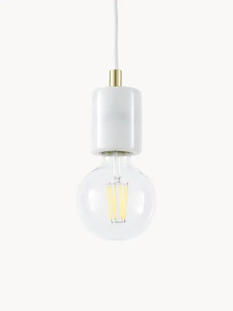 Petite suspension en marbre Siv, Blanc, marbré, Ø 6 x haut. 10 cm