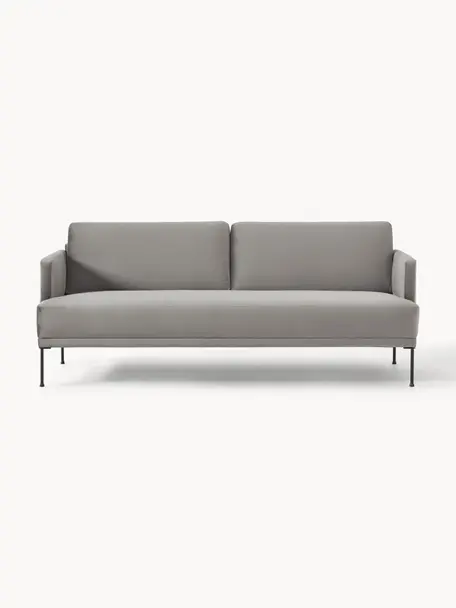 Samt-Sofa Fluente (3-Sitzer), Bezug: Samt (Hochwertiger Polyes, Gestell: Massives Kiefernholz, Füße: Metall, pulverbeschichtet, Samt Grau, B 196 x T 85 cm