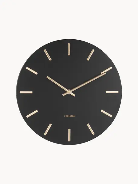 Horloge murale Charm, Acier, laqué, Noir, Ø 30 cm