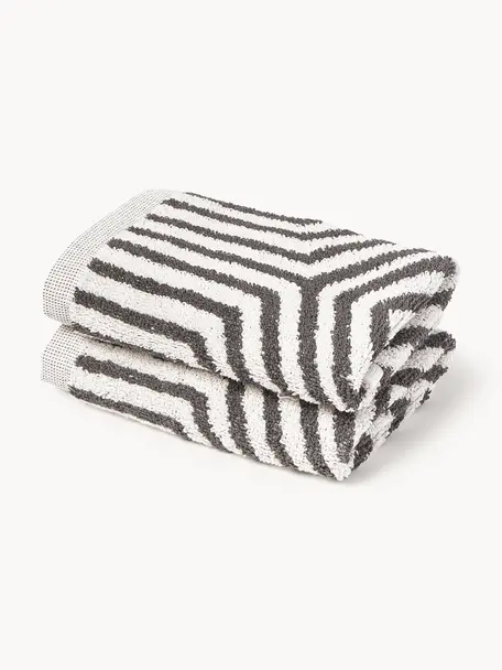 Ręcznik z bawełny Fatu, różne rozmiary, Biały, antracytowy, Ręcznik do rąk, S 50 x D 100 cm, 2 szt.