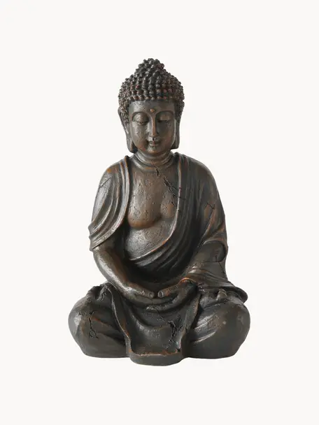 Figura decorativa Buddha, Plástico, Gris pardo, An 19 x Al 30 cm