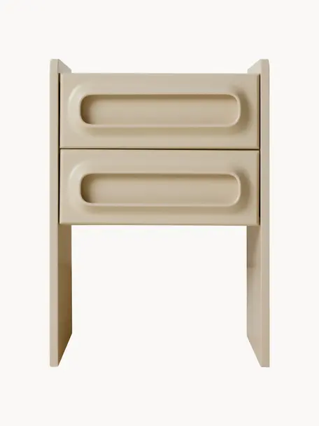 Nachttisch Space, Mitteldichte Holzfaserplatte (MDF), Hellbeige, B 45 x H 63 cm