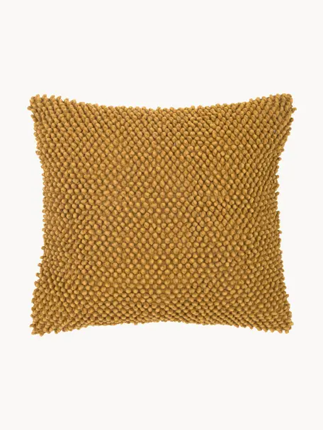 Kussenhoes Indi met gestructureerde oppervlak in mosterdgeel, 100% katoen, Geel, B 45 x L 45 cm
