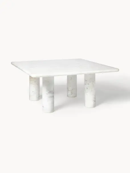 Table basse en marbre Mabel, Marbre, Blanc, marbré, larg. 80 x haut. 80 cm