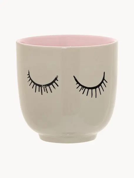 Beker Audrey, Keramiek, Beige, zwart, Ø 7 x H 7 cm, 180 ml