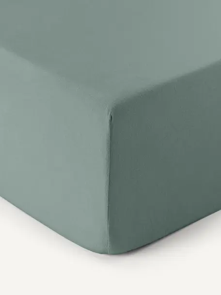 Boxspring-Spannbettlaken Biba, Flanell, Webart: Flanell, Petrol, B 200 x L 200 cm, H 35 cm