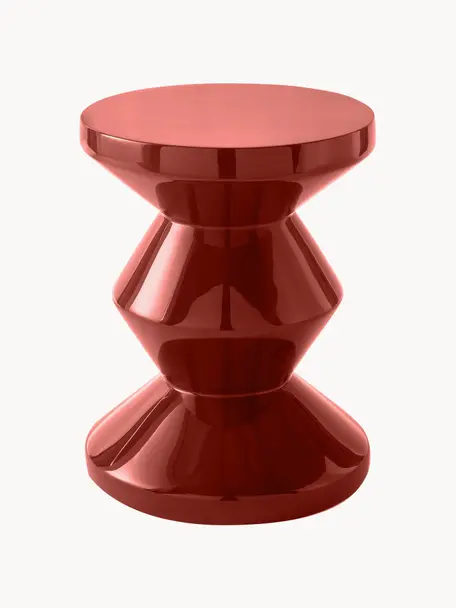 Table d'appoint ronde Zig Zag, Plastique, laqué, Rouge, Ø 36 x haut. 46 cm