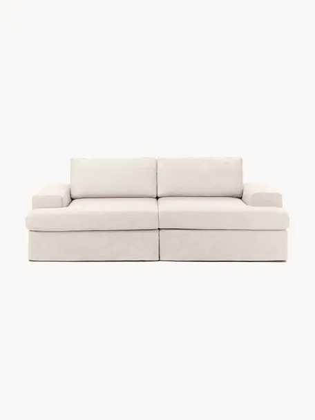 Modulares Sofa Russell (3-Sitzer) mit abnehmbaren Bezügen, Bezug: 100% Baumwolle Der strapa, Gestell: Massives Kiefernholz, Spe, Webstoff Hellbeige, B 206 x T 103 cm