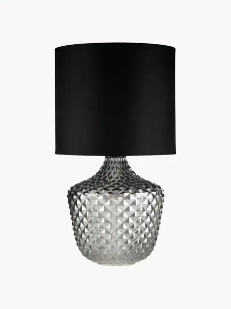 Lampada da comodino grande in vetro Brilliant Jewel, Paralume: tessuto, Grigio, nero, Ø 32 x Alt. 56 cm