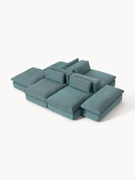 Sofa modułowa XL Felix, Tapicerka: 100% poliester Dzięki tka, Nogi: tworzywo sztuczne Ten pro, Turkusowo-zielona tkanina, B 360 x T 240 cm