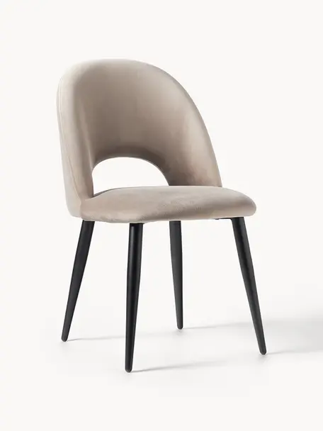 Zamatová čalúnená stolička Rachel, Béžová, Š 53 x H 57 cm