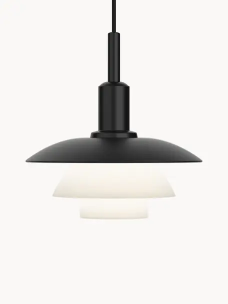 Lámpara de techo soplada PH 3/3, Pantalla: aluminio con pintura en p, Cable: cubierto en tela, Negro, blanco, Ø 29 x Al 30 cm