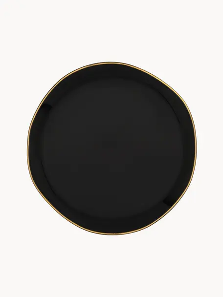 Broodbord Good Morning met goudkleurige rand, Keramiek, Zwart, Ø 17 cm