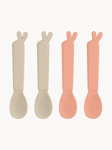 Set 4 cucchiai Kiddish, Plastica, Beige chiaro, albicocca, Lunghezza 13 cm
