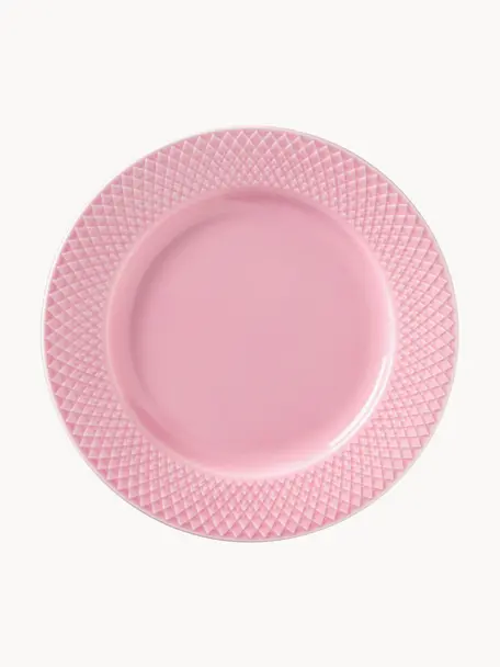 Piatti colazione in porcellana Rhombe 4 pz, Porcellana, Rosa antico, Ø 21 cm