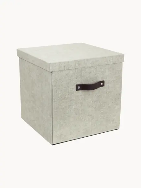 Caja Logan, Caja: canvas, cartón macizo, Asa: cuero, Beige claro, An 32 x F 32 cm