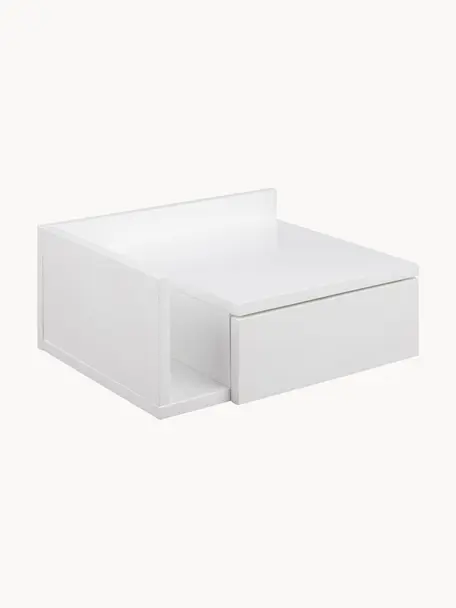 Nástěnný noční stolek Ashlan, Lakovaná MDF deska (dřevovláknitá deska střední hustoty), Dřevo, lakováno bílou barvou, Š 40 cm, V 17 cm