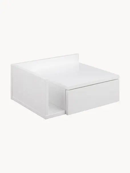 Table de chevet murale Ashlan, MDF, laqué, Blanc, larg. 40 x haut. 17 cm