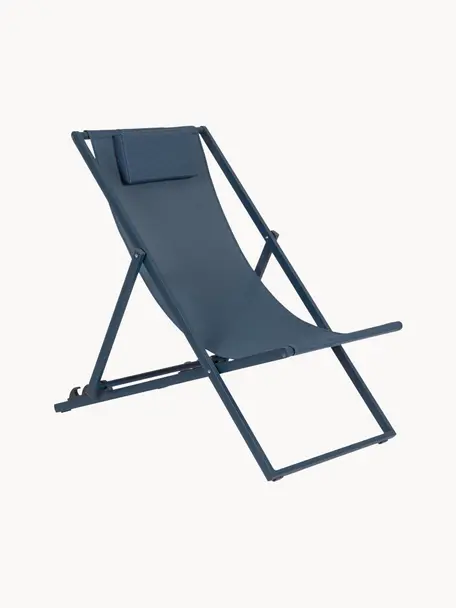 Tumbona plegable Taylor, Asiento: plástico (610 g/m²), Estructura: aluminio con pintura en p, Azul oscuro, An 61 x L 102