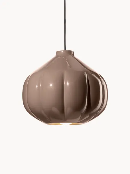 Lámpara de techo artesanal Afoxe, Pantalla: cerámica, Anclaje: metal recubierto, Cable: cubierto en tela, Turrón, Ø 34 x Al 30 cm