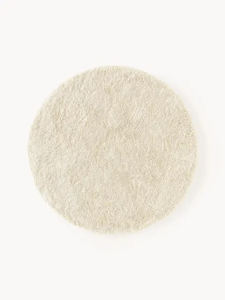 Tapis rond moelleux à poils longs Leighton, Microfibre (100 % polyester, certifié GRS), Blanc crème, Ø 120 cm (taille S)