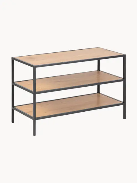 Zapatero Seaford, Estantes: tablero de fibras de dens, Estructura: metal con pintura en polv, Beige en aspecto madera, negro, An 77 x Al 50 cm