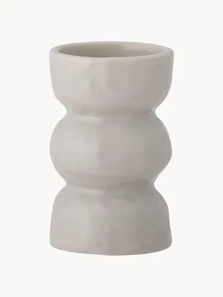 Teelichthalter Imilia aus Steingut mit unregelmäßiger Oberfläche, Steingut, Gebrochenes Weiß, Ø 5 x H 8 cm