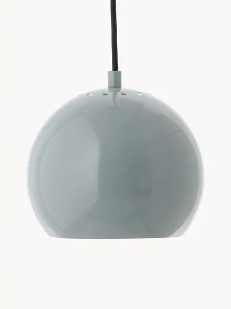 Kleine Kugel-Pendelleuchte Ball, Lampenschirm: Metall, beschichtet, Baldachin: Metall, beschichtet, Graublau, Ø 18 x H 16 cm
