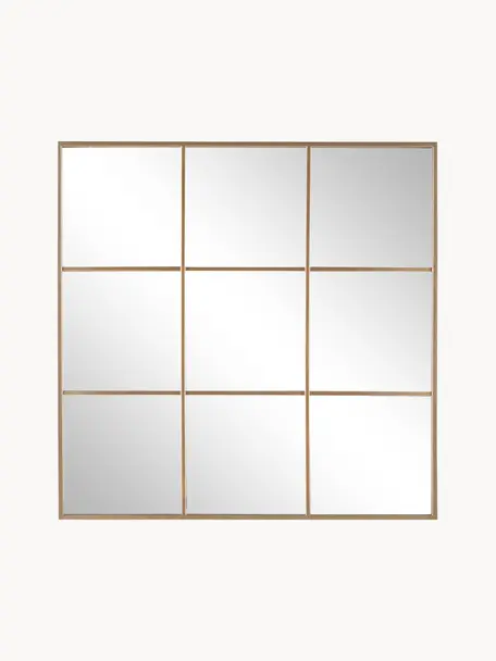 Wandspiegel Nucleos met goudkleurige metalen flijst, Lijst: gecoat metaal, Goudkleurig, B 90 x H 90 cm