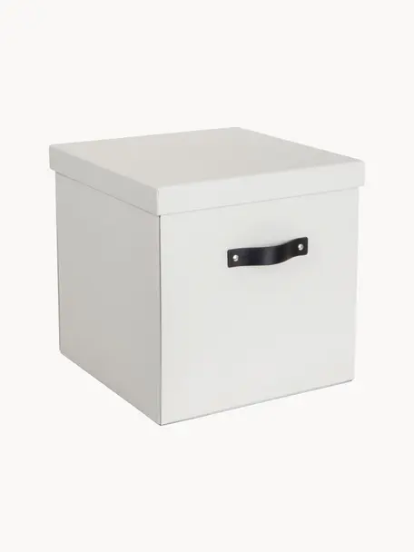 Aufbewahrungsbox Logan, Box: fester, laminierter Karto, Griff: Leder, Weiß, B 32 x T 32 cm