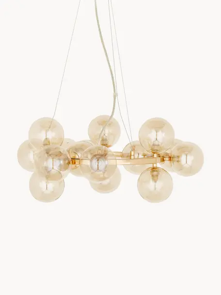 Hanglamp met ronde glazen bollen Splendor, Goudkleurig, Ø 58 x H 22 cm