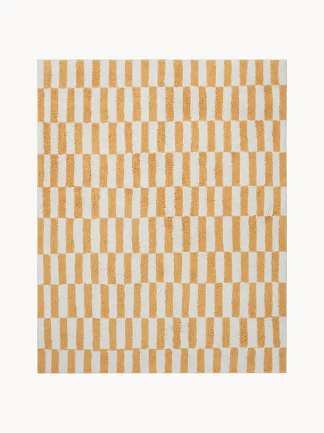 Hochflor-Teppich Sorrento, Flor: 100 % Baumwolle, Off White, Sonnengelb, B 170 x L 240 cm (Grösse M)