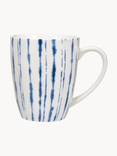 Tasses à café en porcelaine Amaya, 2 pièces, Porcelaine, Blanc, bleu, Ø 8 x haut. 10 cm, 350 ml