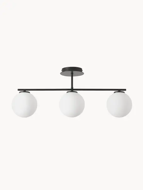 Plafondlamp Atlanta van opaalglas, Wit, zwart, B 70 x H 28 cm