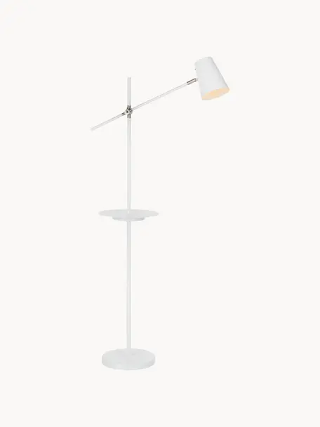 Lampada da lettura con connessione USB Linear, Paralume: metallo rivestito, Decorazione: acciaio spazzolato, Bianco, Alt. 144 cm