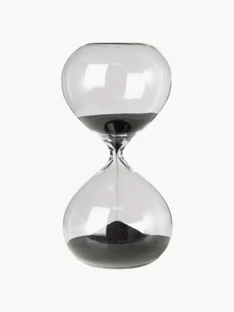 Glazen zandloper Ball, 30 Minuten, Zwart, Ø 10 x H 20 cm