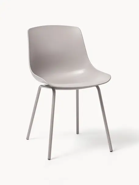 Sedia con gambe in metallo Dave 2 pz, Seduta: plastica, Gambe: metallo verniciato a polv, Grigio chiaro, Larg. 46 x Prof. 53 cm