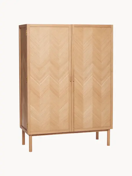 Armoire en bois avec motif à chevrons Herringbone, Chêne, larg. 100 x haut. 140 cm