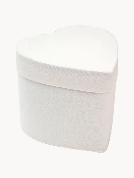 Geschenkbox Heart, Baumwolle, Weiß, B 10 x H 9 cm