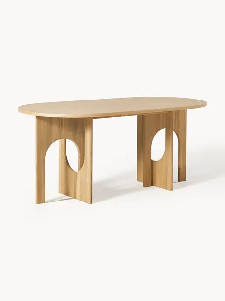 Table ovale Apollo, tailles variées, Bois de chêne, laqué, larg. 180 x prof. 90 cm