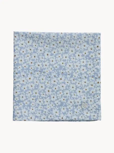 Tovagliolo di stoffa con motivo floreale Liberte, 100% cotone, Azzurro, bianco latte, Larg. 40 x Lung. 40 cm